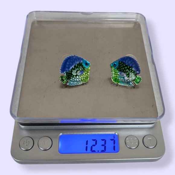 V. M Jent Enamel Fish Earrings - Picture 4 of 4
